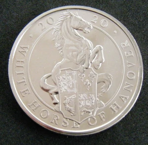 Moneda BU de cinco libras The Queens Beasts White Horse of Mortimer 2020 Reino Unido - Imagen 1 de 2