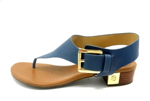 Size 9.5 Michael Kors Women's Mk London Thong Dark Chambray Blue Shoes Sandals - Picture 1 of 7