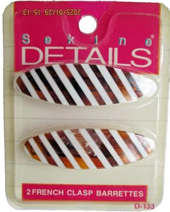 1991 Sekine DETTAGLI 2 Barrettes chiusura francese 2,75" tono oro avorio nuove sigillate - Foto 1 di 3