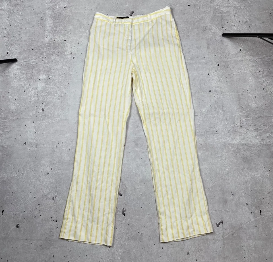 Pantalones Pantalón Mujer Loro Piana Pierna Recta Blanco Lino/Marfil Línea Seda Foto 1 de 4