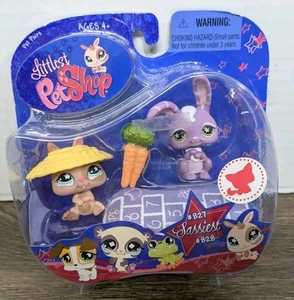 Littlest Pet Shop Sassiest Pairs #827 & #828 Bunny Rabbit 2008 Authentic LPS NEW - Picture 1 of 8