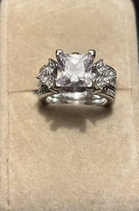 Juego de Boda Convertible Jeulia Plata .925 con Piedra Centro Princesa Talla 5 - Imagen 1 de 7