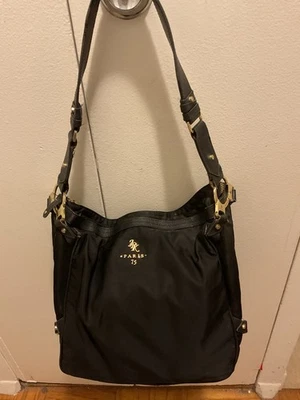 Bolso de Hombro JpK Paris 75 Negro Nylon Lona Cuero Mediano a Grande Foto 1 de 4