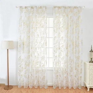 Tulle Window Door Curtain Drape Bedroom Living Room Coffee Shop (Golden) GDB - Afbeelding 1 van 10