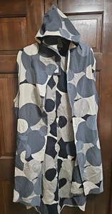 Bryn Walker Damen 1X Morgen Weste schiefer/elfenbein 238 $ Lagenlook gepunktet Kapuze - Bild 1 von 5