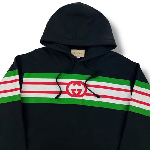 Felpa con cappuccio Gucci nera a righe