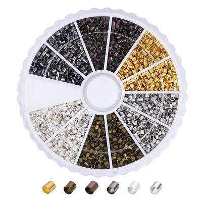 3300pcs/Box Column Brass Crimp Beads Tiny Loose Tube Metal Beads Findings 1.5mm - Изображение 1 из 4