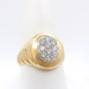 Solid 18k Gold Natural Diamond Ring Mens Unisex Invisible Set sz10 to 11 - Picture 1 of 8