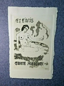 < Exlibris Emil Cardinaux "Eduard Rüfenacht, Original Radierung Akt Nackte, 1903 - Bild 1 von 2