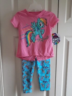 My Little Pony Baby Girls 24M 2pc Set Pink Tee & Blue Leggings Rainbow Dash NWT - Image 1 of 4