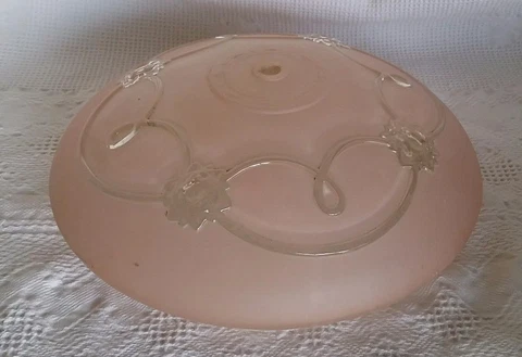 40s Ceiling Light Shade Cover Round Glass Embossed Flush Mount Frosted Pink Cover