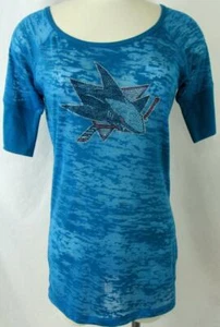 San Jose Sharks Womens Medium TOUCH "RHINESTONE LOGO" Sheer T-shirt ASJS 44 - Picture 1 of 5