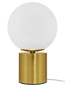 Modern Vintage Brass Table Lamp Frosted Globe Glass Shade H3139 - Picture 1 of 12