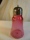 Antique Cranberry Glass sugar shaker with Silver top