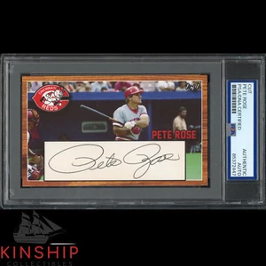 Pete Rose signed 3x5 Custom Card Cut PSA DNA Slab Baseball Reds HOF Auto C4457 - Picture 1 of 1