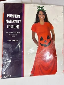 New Adult Small Pumpkin Maternity Costume Pregnancy Halloween Dress Orange - Picture 1 of 3