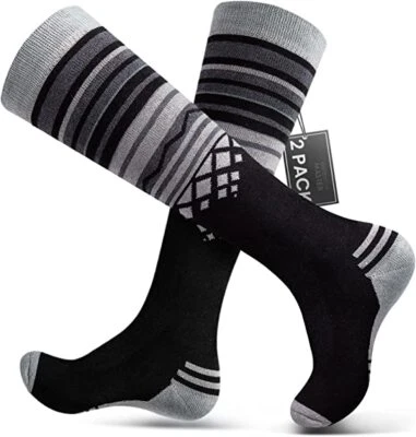 OUTDOORMASTER Ski Socken 2-Pack Merinowolle, über der Wade (OTC) rutschfeste Manschette .NEU
