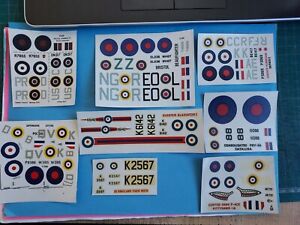 JOBLOT 8 AIRFIX AND OTHERS DECALS, HURRICANE, CATALINA, TYPHOON 1/72 SCALE.