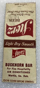 Martin South Dakota STORZ BEER BUCKHORN BAR Advertising Matchbook Tavern Pub OLD - Picture 1 of 3