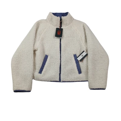 Bass Outdoor Reversible Fleece Zip Jacket Womens XS Heron Purple Gardenia White - Image 1 of 4