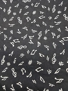 Note musicali su nero 100 cotone 44 larghezza 1 iarda - Foto 1 di 1
