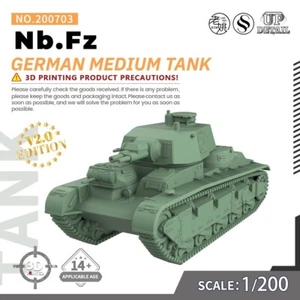 SSMODEL V2.0 1/200 Military Model Kit German Nb.Fz Medium Tank GAMES - Picture 1 of 5