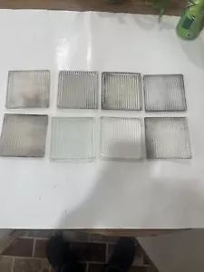 8 Antique Luxfer Prism Glass Tiles SAWTOOTH Design Smooth Plain Back 4x4 Rare! - Picture 1 of 11