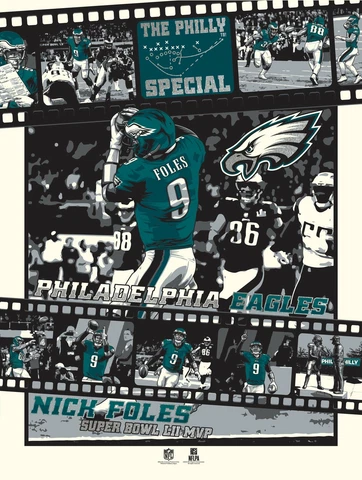 Nick Foles Philadelphia Eagles Super Bowl LII Limited Edition Serigraph Print Cover