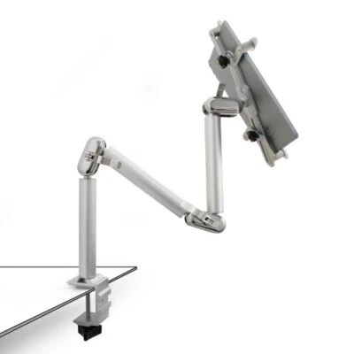 Supporto da tavolo collo di cigno supporto braccio a 3 snodi per tablet argento - Immagine 1 di 4