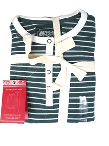 American Eagle Waffle PJs Women XS Green White Hi Rise Leggings 34-747 - Picture 1 of 9