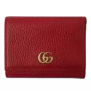 Authentic Gucci Red Leather GG Marmont Flap mini wallet - Picture 1 of 12