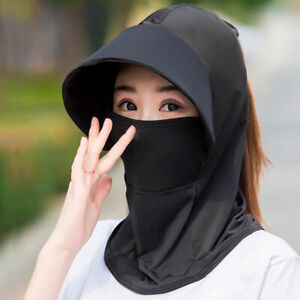 Womens Summer Sun Hat Face Cover Neck Flap Outdoor Beach Anti UV Wide Brim Ca√