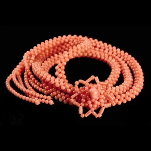Collar Sautoir Vintage con Flor Hecho de Coral Japonés Natural Sin Pintar - Imagen 1 de 14