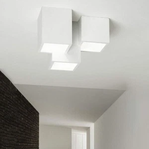 Lampadario da soffitto 3 cubi in gesso verniciabile supporto per faretto gu10 - Picture 1 of 5