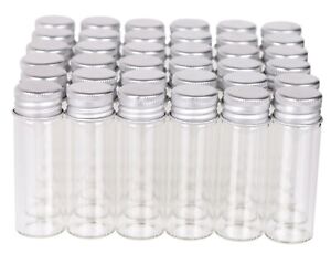 100X 15ml Small Glass Bottles Tiny Vials Mini Jars with Aluminum Screw Lids Top
