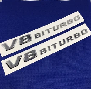 2 logo V8 Biturbo Mercedes Chrome Lettrage Emblème Qualité D’origine - Foto 1 di 4