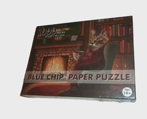 Cat Theme Blue Chip Paper Puzzle 1000 Pieces Multicolor 27" x 20" - NEW FREE SHP - Picture 1 of 11