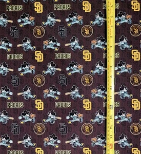 M1CK3Y  SAN DIEGO PADRES FABRIC  (HALF-YARD OR 1-YARD) - Picture 1 of 4
