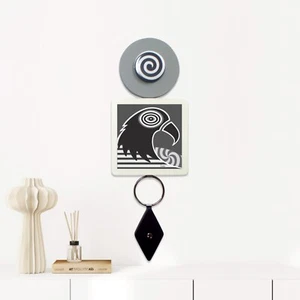 Eagle Bird Abstract Wooden Sculpture Black & White Animal Wall Art Decor - Picture 1 of 9