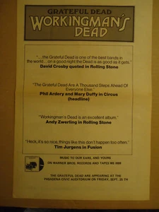 The Grateful Dead 1970 LP und Konzertanzeige Pasadena Civic Auditorium - Bild 1 von 1