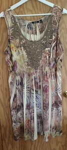 Apt 9 Womens Stretch Knit Dress Floral Boho Crochet Sz XL NEW short sleeve NEW - Picture 1 of 13