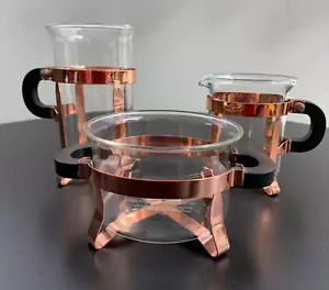 Bodum Chambord Gold Coffee Set / Tall Mug + Sugar & Creamer 3 Pcs Glass + Metal - Picture 1 of 20
