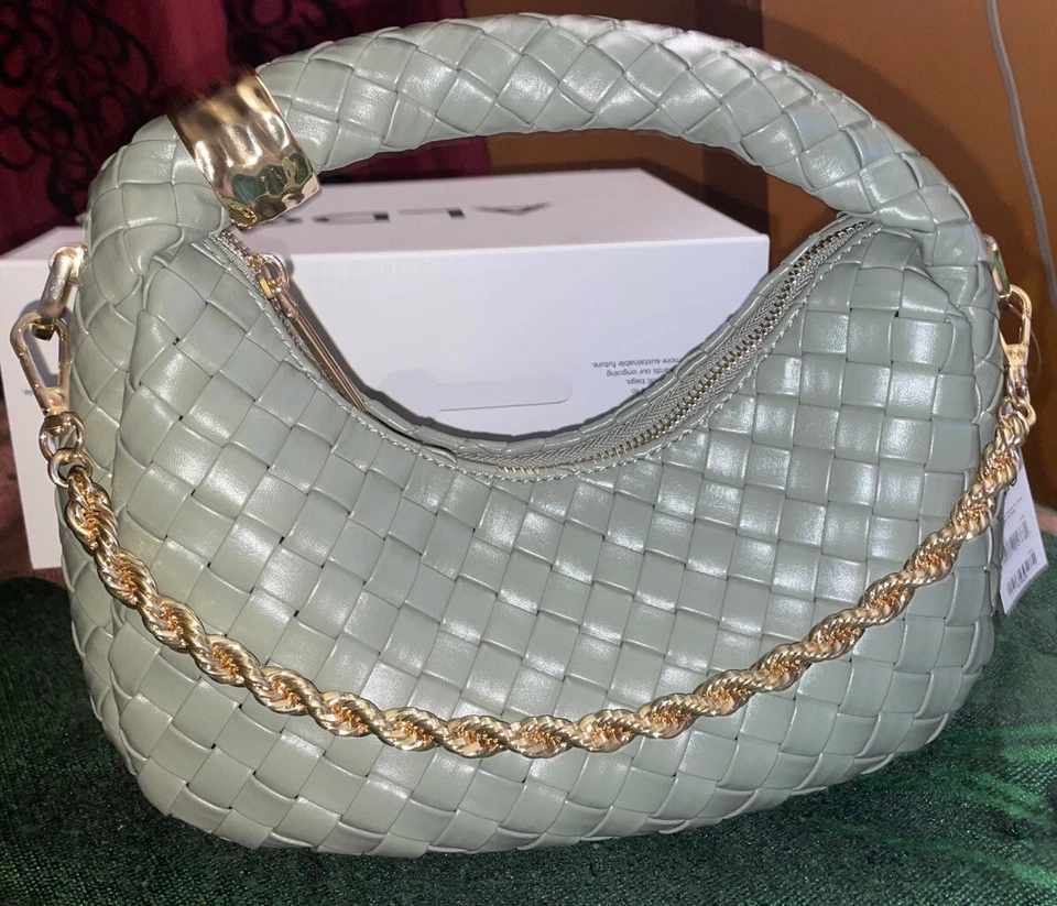 Bolso sin asas ALDO Venessax tejido sardina pequeño gris dorado barra lateral estilo vintage nuevo Foto 1 de 4