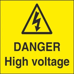 WARN162D Danger High Voltage 100MMX100MM Health And Safety Warning Sticker Latex - Picture 1 of 1