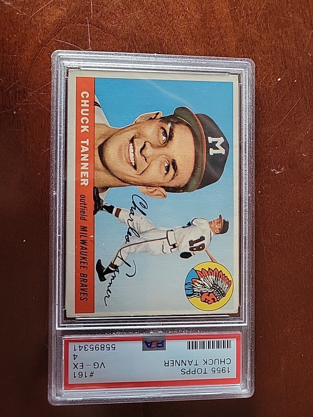 1955 Topps #161 CHUCK TANNER Rookie Card PSA 4 VG-EX Long Time MLB Manager