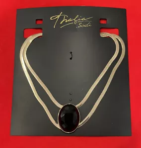 Thalia Sodi Women’s Gold Tone Black Pendant Necklace New - Picture 1 of 2