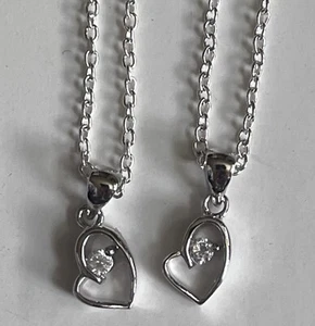 Necklaces - (2) Heart (18") Silver w/Gift Box - Picture 1 of 2