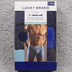 Lucky Brand Boxer Briefs Mens EXTRA LARGE XL 3 Pk BLUE STRETCH UNDERWEAR NWT - Picture 1 of 11