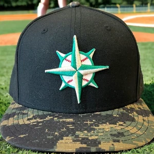 Sombrero Florida Marlins New Era 59Fifty Negro con ala camuflaje Gorra Ajustada 7 1/4 Estrellas - Imagen 1 de 10
