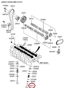 GENUINE HYUNDAI/KIA 2221123600 INTAKE VALVE - Foto 1 di 3